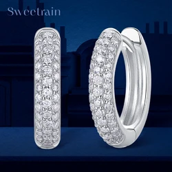 Moissanite Hoop Earrings for Women 18K Real Gold Plated Sterling Silver Hypoallergenic Lab Created Diamond Huggie Earrings