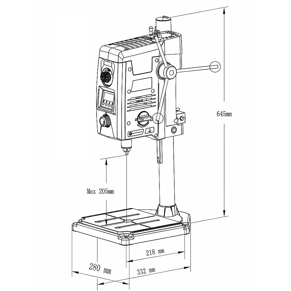 ALLSOME 6-Speed Press Drilling Machine 800W Benchtop Drill1.5-13mm Chuck For Woodworking BG-518801