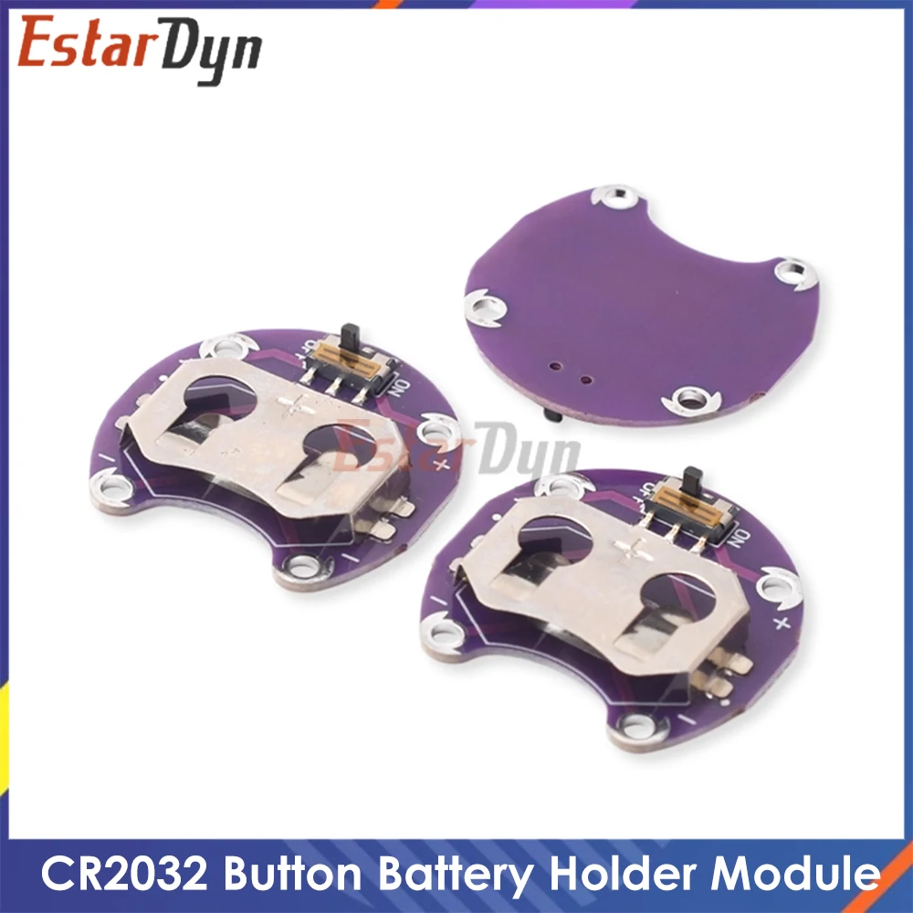 LilyPad CR2032 Coin Cell Battery Holder with Slide Switch Sewable Power Module for Wearable DIY Electronics Projects