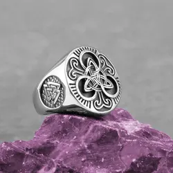 Stainless Steel Odin Trinity Rune Ring Men Women Retro Fashion Celtic Knot Amulet Accessories Hip Hop Biker Jewelry Wholesale