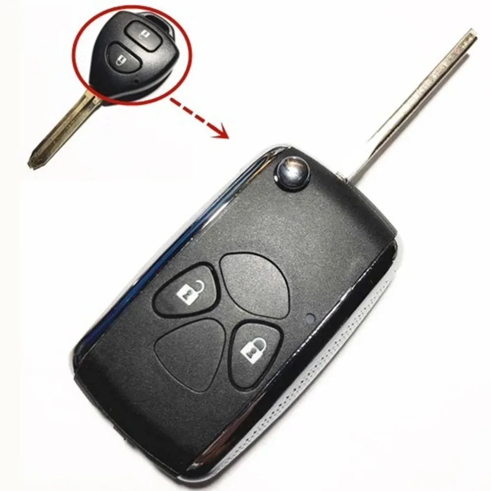 2 Button Flip Remote Key Fob Case Shell Cover for Toyota Camry Corolla Yaris Echo Prado Hilux Shining Metal Frame TOY43 Blade