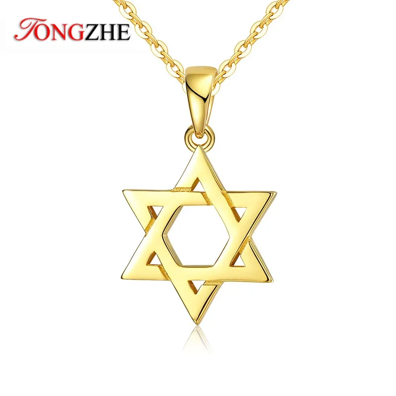 TONGZHE 925 Sterling Silver Necklace Collare MagenIsrael Chain Necklace Women Judaica Jewish Men Jewelry