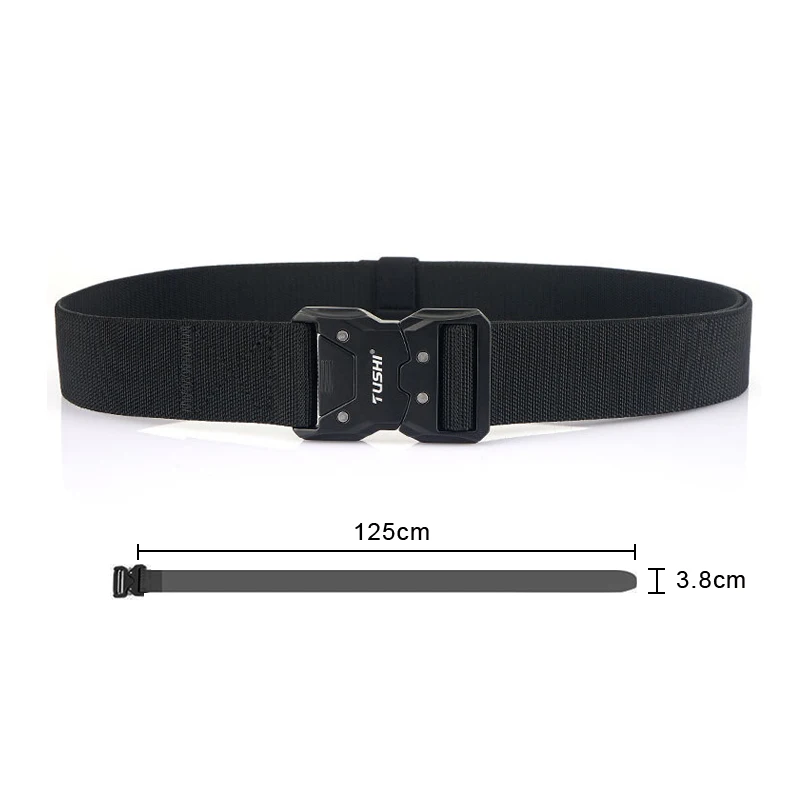 MEDYLA Elastic Belt Metal Buckle Men Military Tactical Belt High Strength Elastic Nylon Soft No Hole Army Belt MD8009