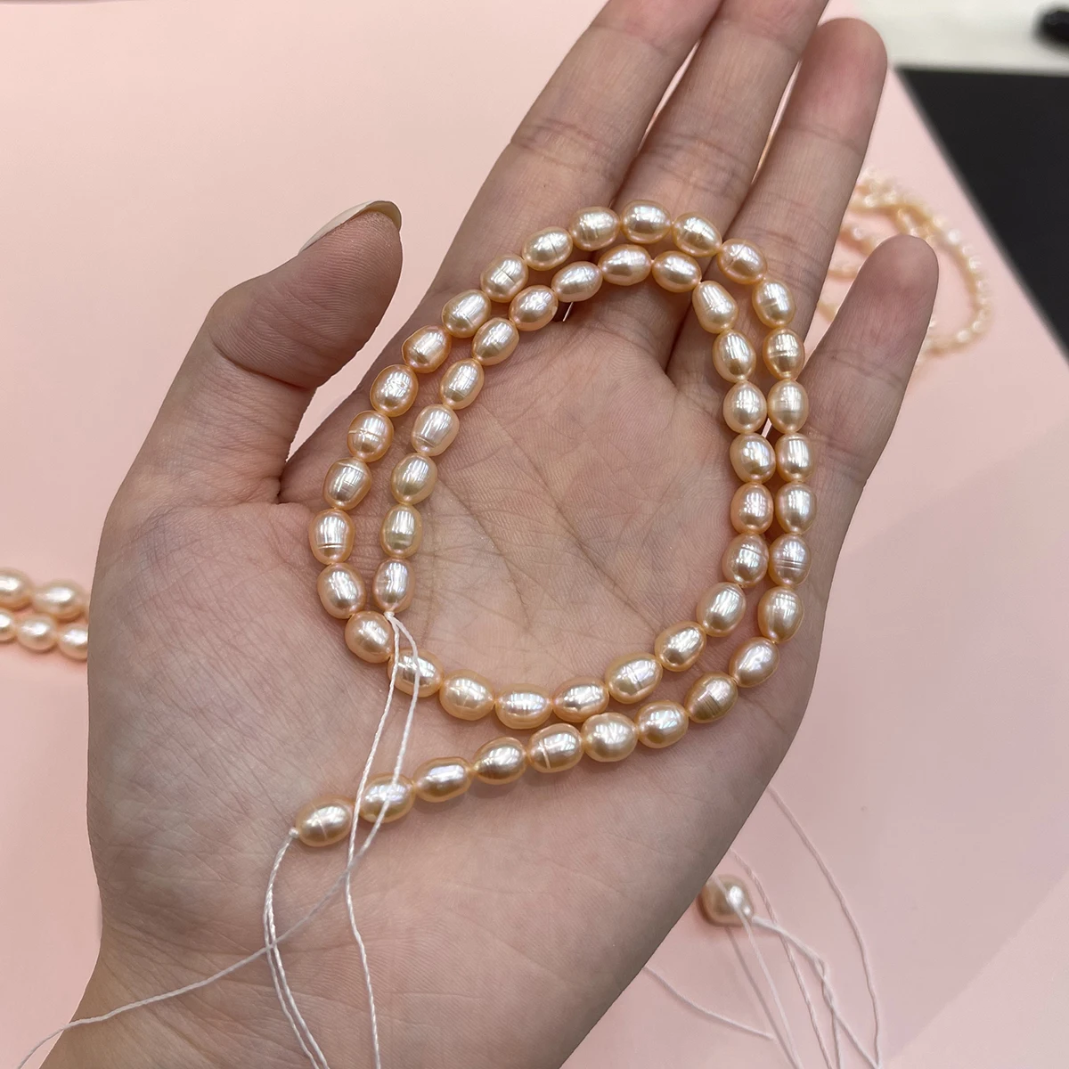 Natürliche Süßwasserperle, orangefarbener Faden, Perle für die Schmuckherstellung, DIY-Halskette, Armband, Ketten, Ohrringe, Zubehör – Detail 4