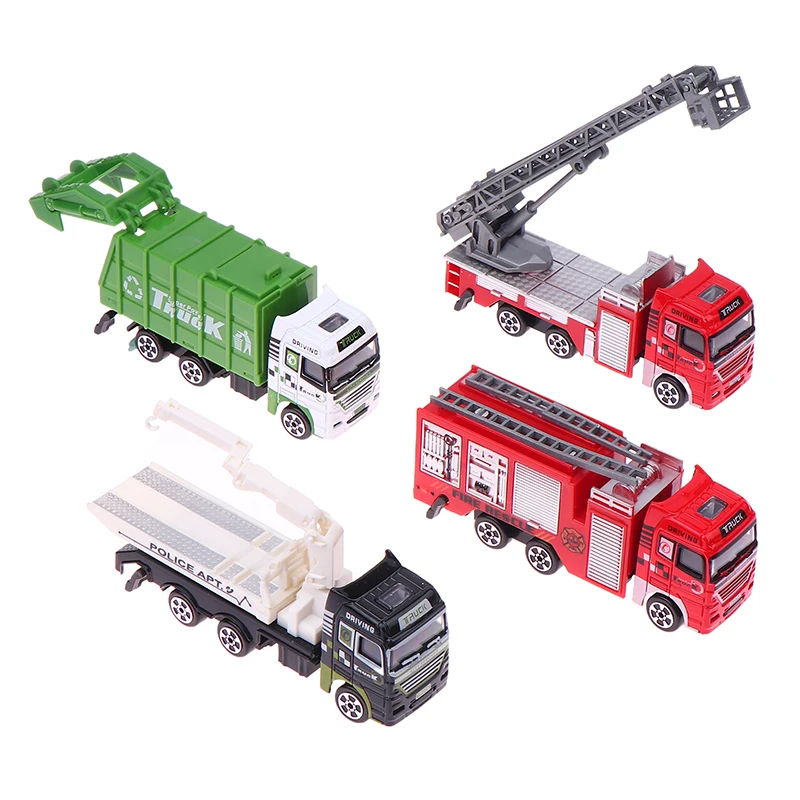 ●1 Piece Kid Toy Alloy Fire Truck 1:32 Simulation Firefighting Diecast Rescue Vehicle Fire Ladder Engineering Car Model