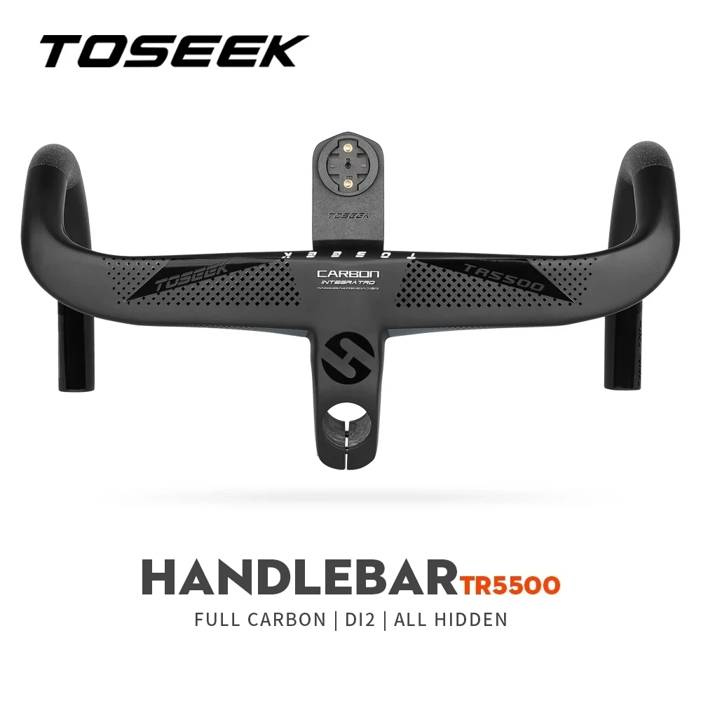 

TOSEEK TR5500 Full Internal Cable Routing Road Bicycle Handlebar T800 Carbon Integrated Handlebar Di2 With Bike Computer Holder