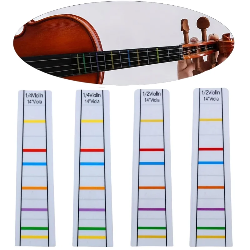 2Pcs 1/4 1/2 Violin Fingerboard Sticker Chart Fretboard Note Tape Finger Guide Fiddle Chart Marker Sticker For Beginner Learning