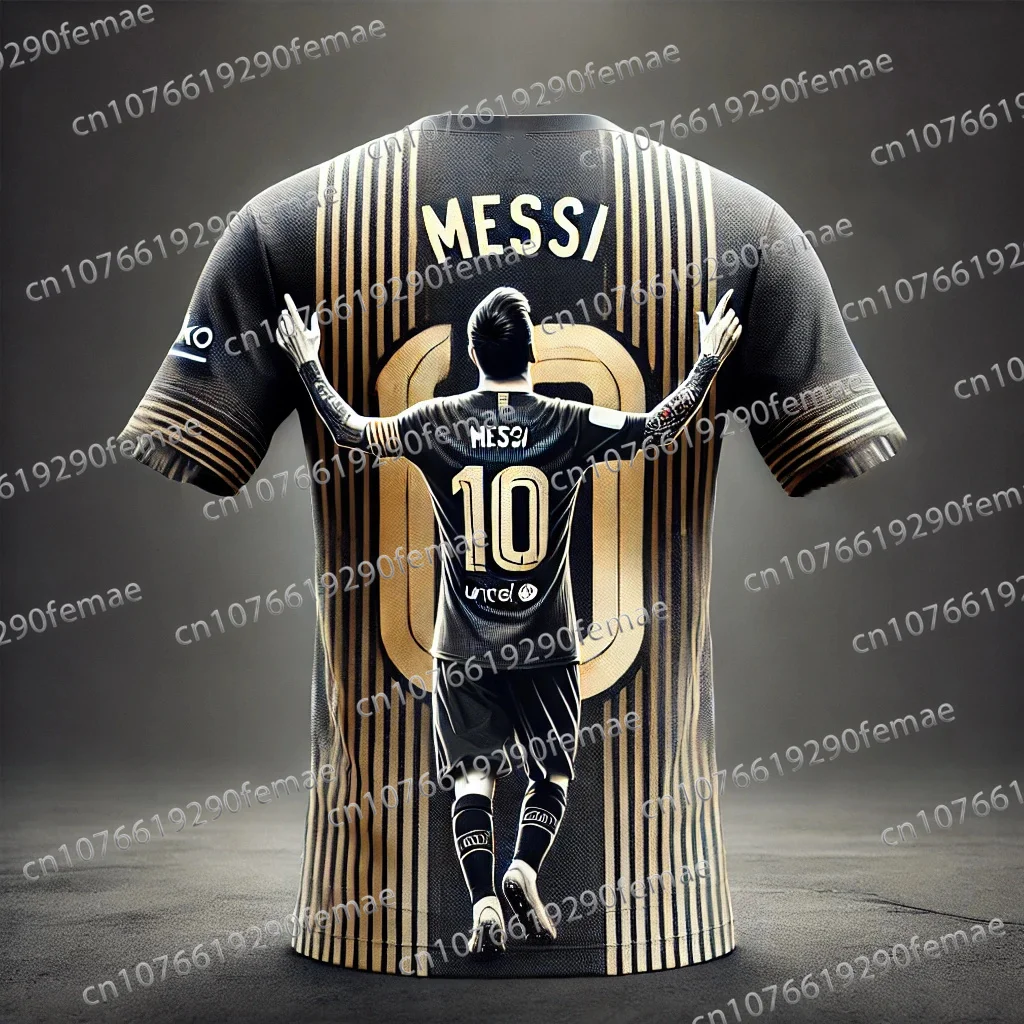 Hot Selling Messi 3D Printed Pattern Men's Sports Football Shirt T-shirt Daily Match Training Commemorative Edition Jersey