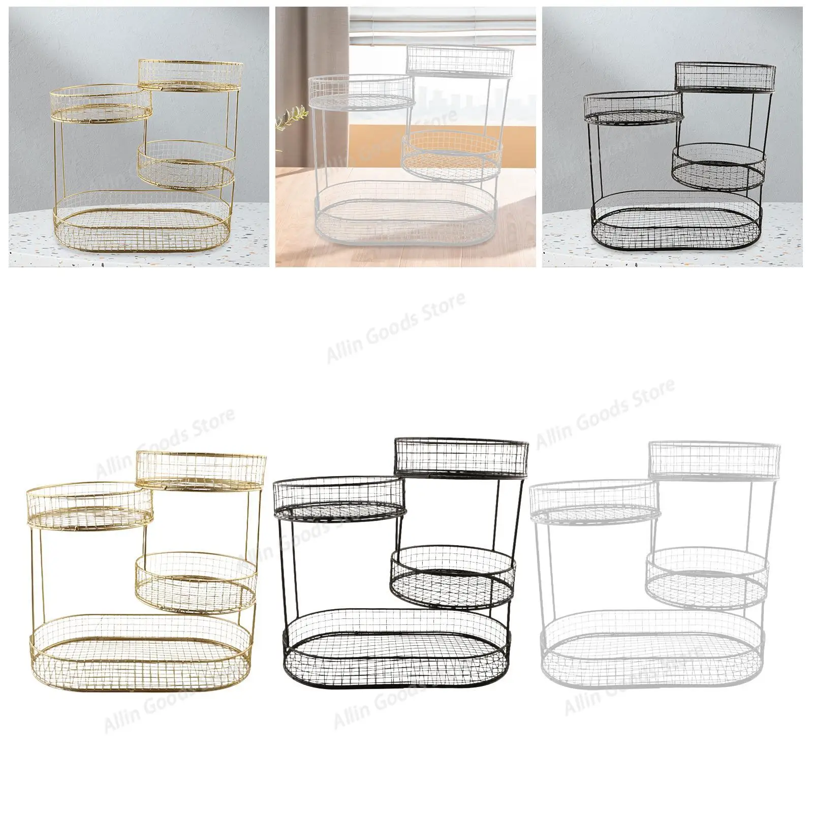 4 Layer Fruit Basket Produce Holder Organizer Multiuse Bread Basket Vegetable Rack for Bread Snack Potato Pantry Rustic