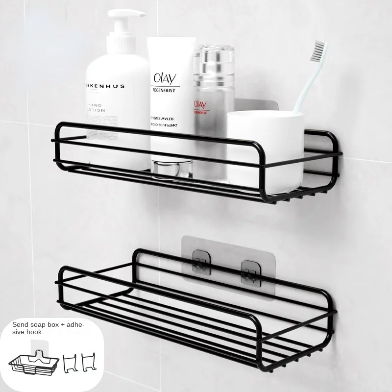 

Bathroom Toilet Kitchen Living Room Dormitory Toilet Wall Hanging Punch-free Shelf Storage Hanging Basket Nail-free