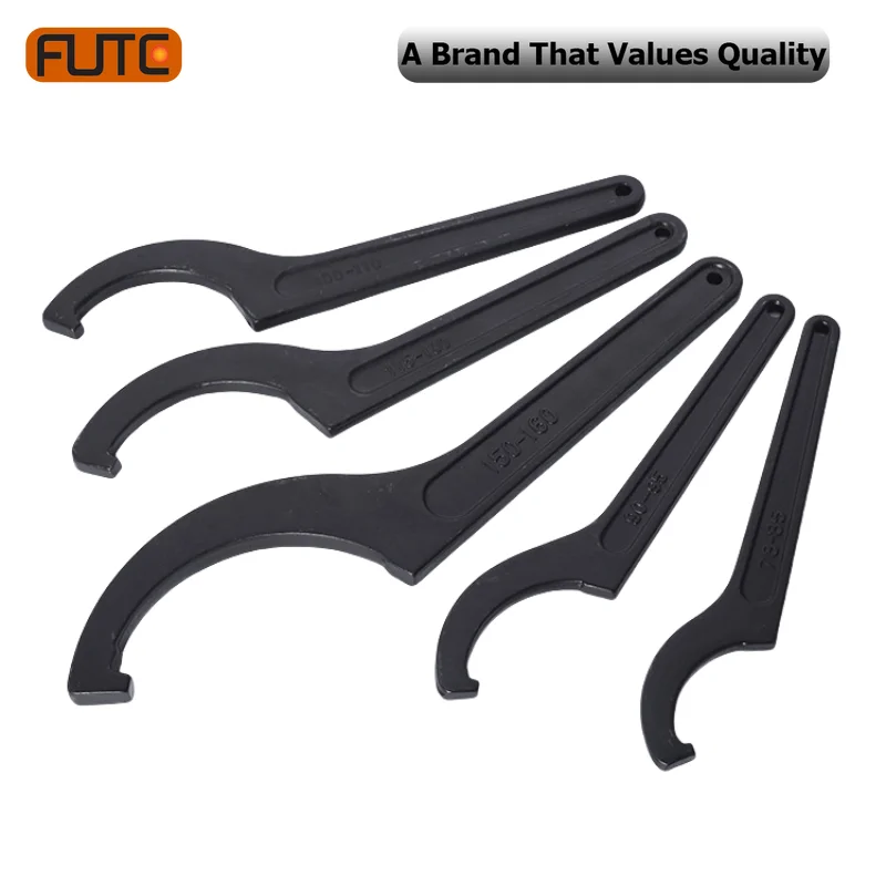 

28-130mm Open End Wrench Round Nut Hook Spanner Spring Adjuster Wrench High-carbon Steel Hook C Wrench Set Universal Hand Tools