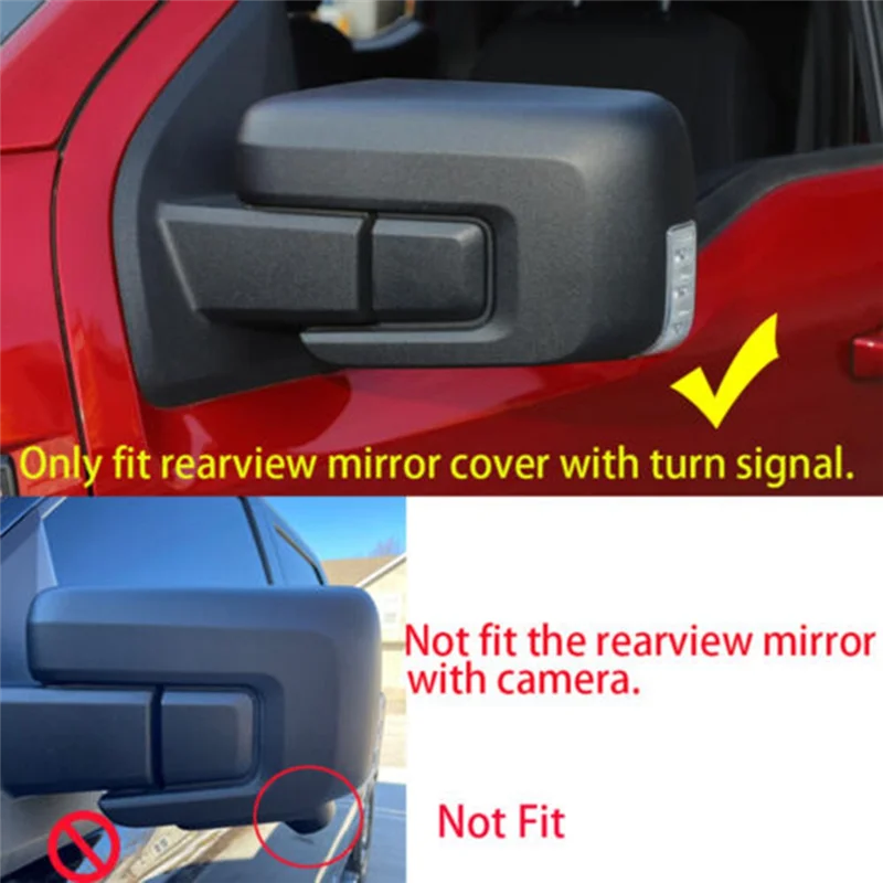 

1Pair Front Side Rearview Mirror Caps Cover Decoration Trim Cover For Ford F150 F-150 2021 2022 Bright Black