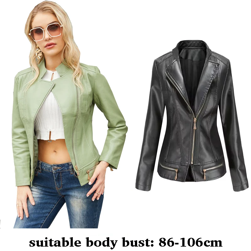 

Высококачественная тонкая женская кожаная куртка с воротником на поясе и молнией, мотоциклетная куртка, осень-зима 2025, элегантная одежда, белый, красный