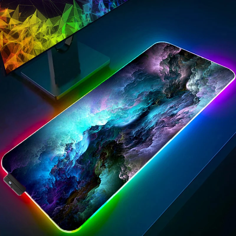 الفضاء LED ضوء ماوس الوسادة RGB أنيمي الألعاب الملحقات السجاد ألعاب الكمبيوتر لوحة المفاتيح LOL مكتب حصيرة العلم الأمريكي Mausepad