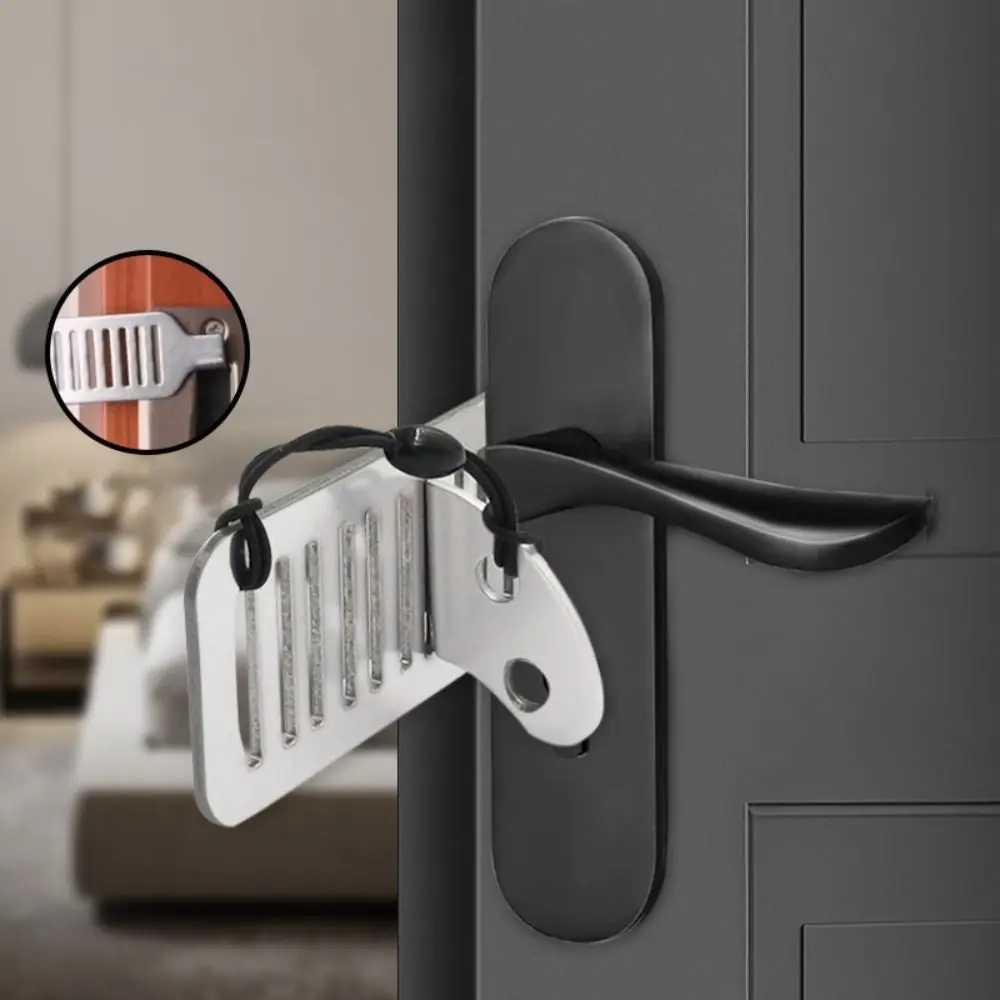 

Portable Security Door Lock Durable Anti-theft Door Lock Stoppers Sturdy Prevent Violence Stainless steel Door Stopper Travel