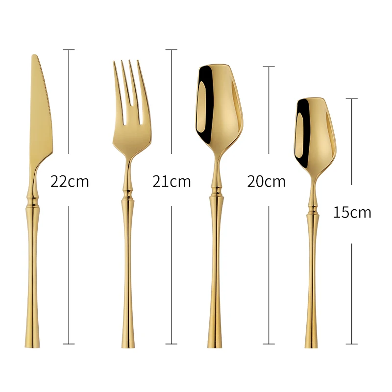 Golden Kitchen Cutlery Set 24pcs Service for 6person Stainless Steel Knife Fork Spoon Tableware Korean Dinner Sets Drop shipping