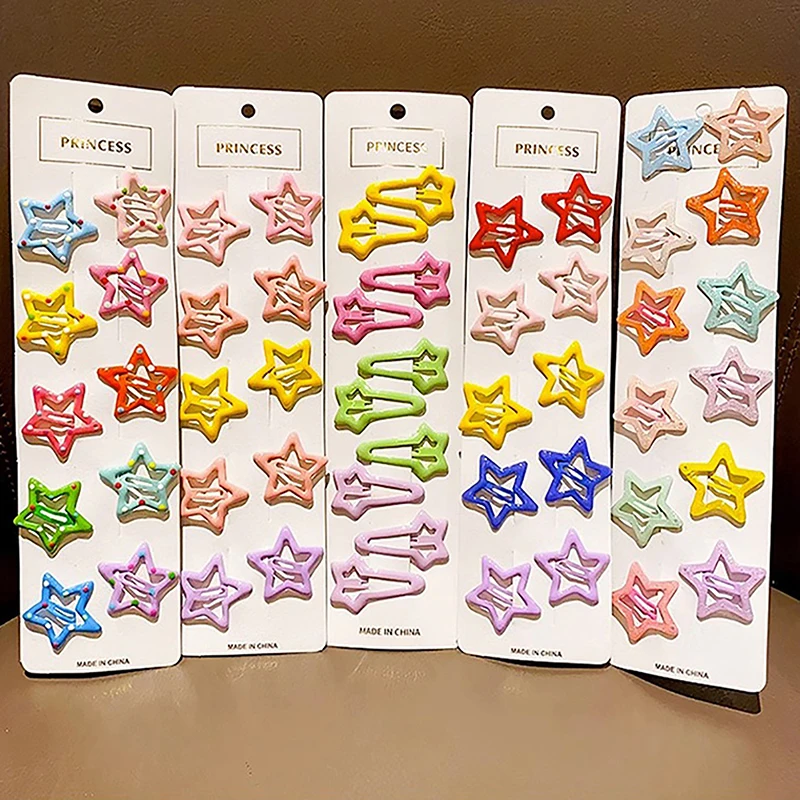 3/10Pcs Y2K Bobby Pin Girl Colorful Stars Barrettes Metal Snap Clips Kid Korean BB Hairpins Headwear Hair Accessories