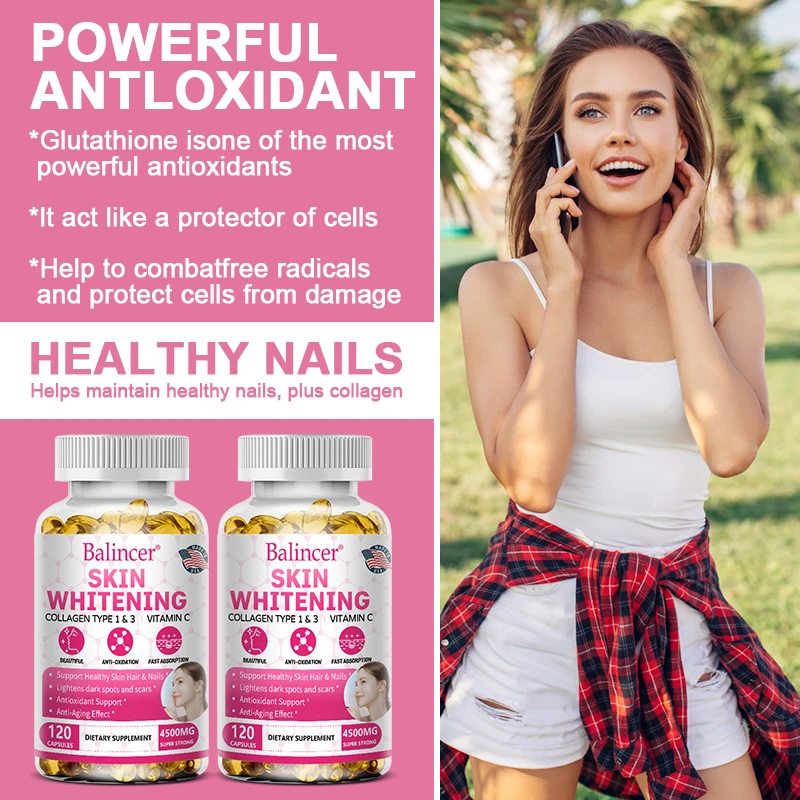 Collagen Softgels, Glutathione, Vitamin C - for beautiful skin, strong hair and healthy nails, antioxidant support