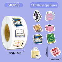 500PCS Cartoon Bookish Fun Reward Stickers 10 pieces 2.5cm/1.0-inch Learning Reward Set Party Gift Stamps