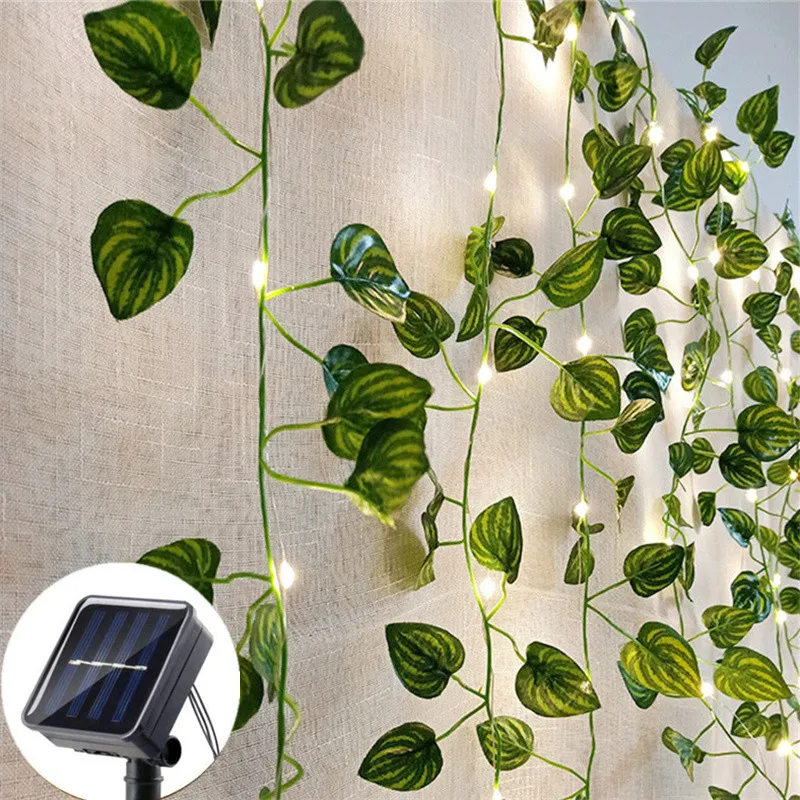 

Светодиодные гирлянды, уличные гирлянды, украшения, садовый светильник, украшение для рождественской свадьбы, вечеринки, солнечный искусственный лист, гирлянда