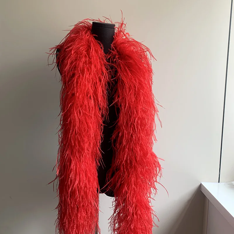 

1-20 слой, разноцветный боа из красного страусиного пера, 2 метра, шаль с перьями для вечернего женского платья, украшение «сделай сам», шарф