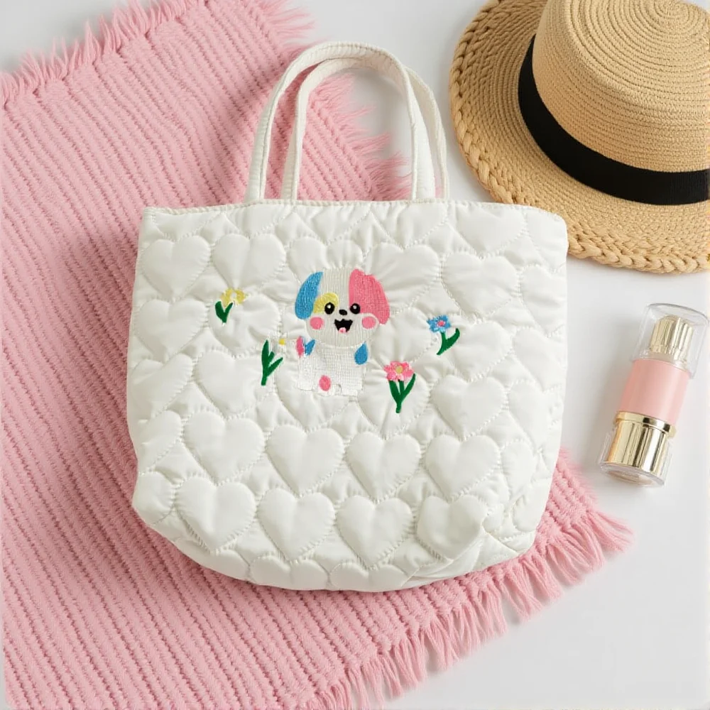 

Милая сумка-тоут с рисунком щенка из мультфильма, стеганые сумки с вышивкой, женская простая сумка на плечо, женская дорожная сумка для покупок