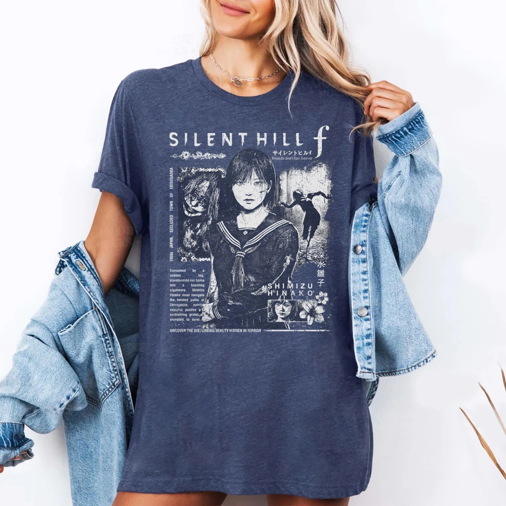 Silent Hill F-shirt, high-quality retro soft cotton loose-fitting unisex fashion casual T-shirt, inspired by the horror game.