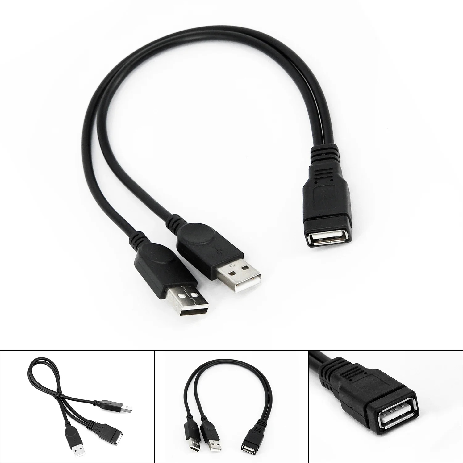 1×USB 2.0 A Female To 2 Dual USB Male Power Adapter Y Splitter Cable Cord Can Be Used To Connect Hard Disks