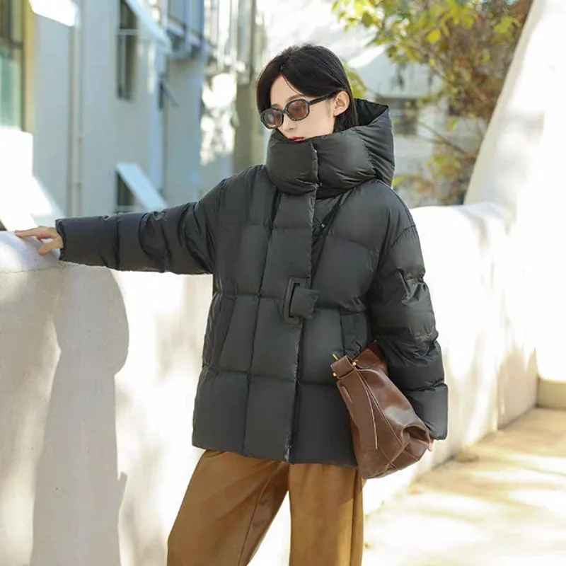 Piumino ispessito stile corto in piuma d'anatra bianca di fascia alta alla moda per le donne Nuovo arrivo invernale con elegante cappotto in stile nobile