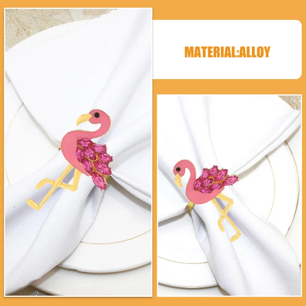 4Pcs Flamingo Napkin Rings Metal Serviette Holders Decorative Napkin Clasps for Dinner Banquet Hawaiian Party Decoration Elegant