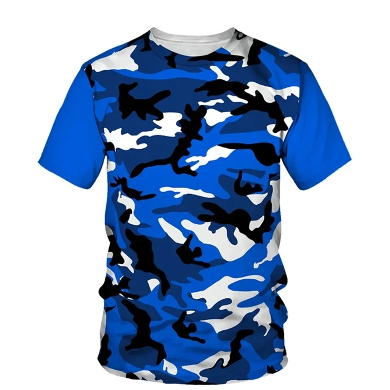 Ropa de camuflaje de verano para hombre, 3D Camiseta con estampado, camiseta informal de manga corta a la moda, Top de talla grande Popular en la
