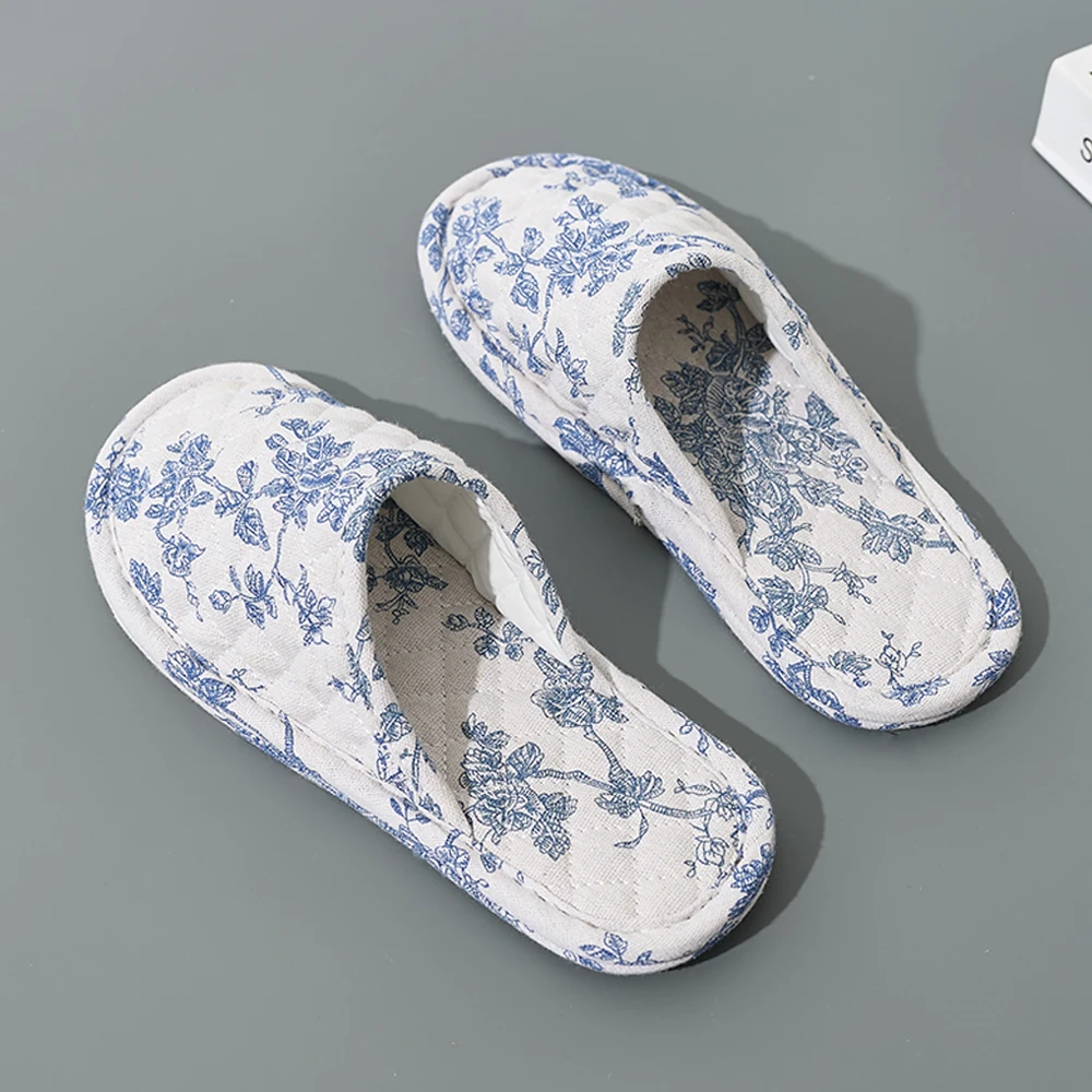 المنزل شبشب منزل لينة أسفل المضادة للانزلاق النساء النعال أزياء القطن الأزهار الطابق أحذية دافئة خفيفة الوزن غرفة نوم النعال