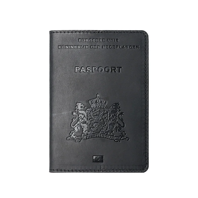 Genuine Leather Passport Cover Designed For Netherlands Real Leather Card Holder Business Bilingual Passport Travel Wallet