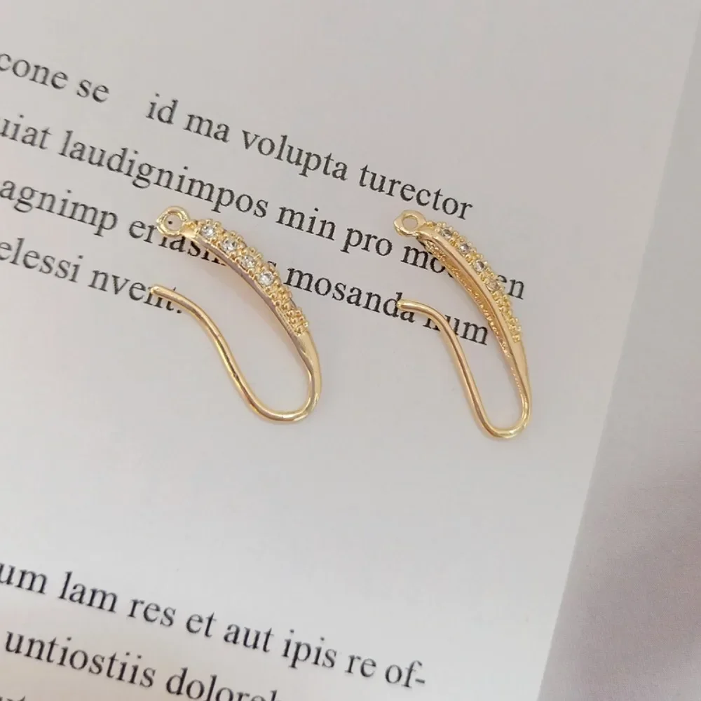 خرز مطلي بالذهب عيار 14 قيراط مرصع بالزركون أقراط بسيطة على شكل كاتربيلر مواد وإكسسوارات ذاتية الصنع #5