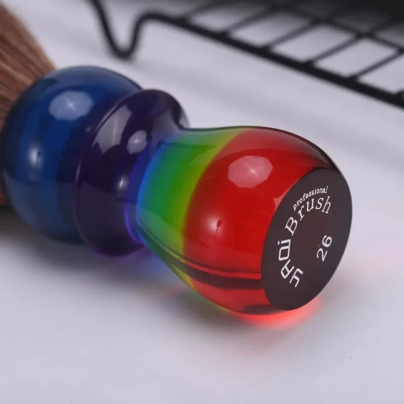 YAQI Rainbow Brown 26MM Synthetic Hair Mens Shaving Brushes Portable Travel Beard Care Brush Provide Precise Shaving For Male