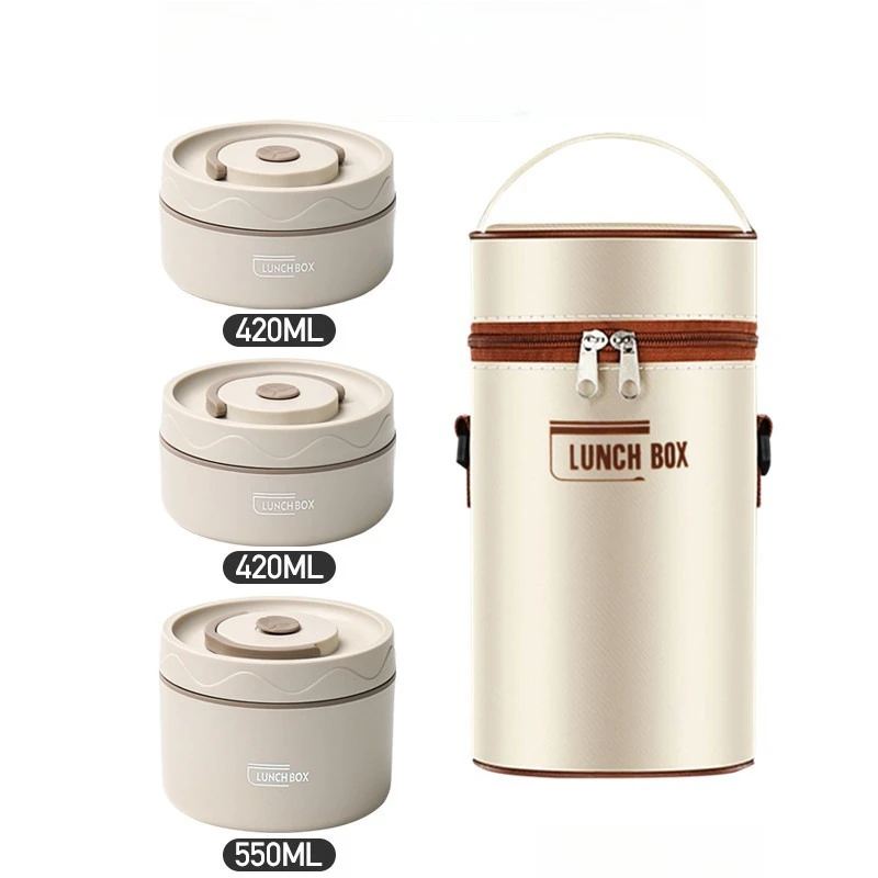

Portable Insulated Food Lunch Container Set with Thermal Lunch Box 3 Separate Stackable Lunch Container for Adult