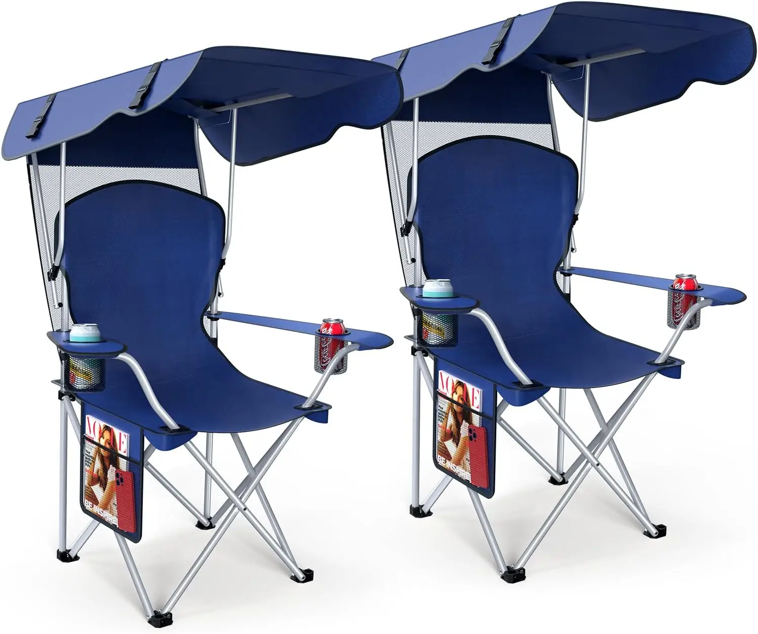 

Portable Folding Camping Chair Canopy 600D Oxford for Beach Picnics Fishing Sports