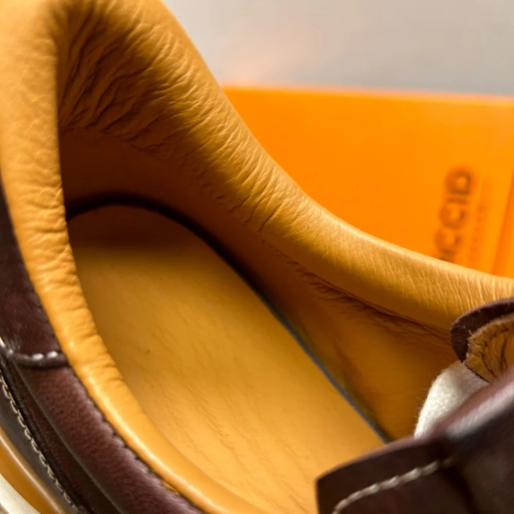 حذاء Agan ذو نعل سميك من الجلد الأصلي بتصميم جديد، حذاء كاجوال عصري من جلد الحصان المغسول للرجال #4