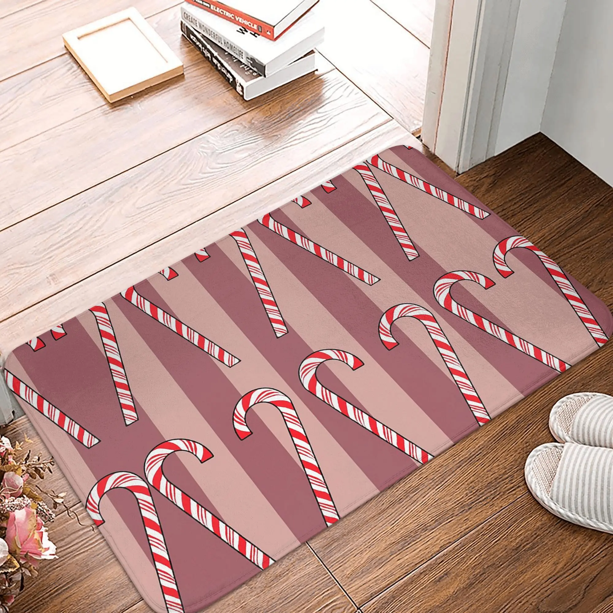 

Candy Cane Sticks Christmas Non-slip Doormat Floor Mat Durable Carpet Rug for Kitchen Entrance Home Living room Footpad Mats