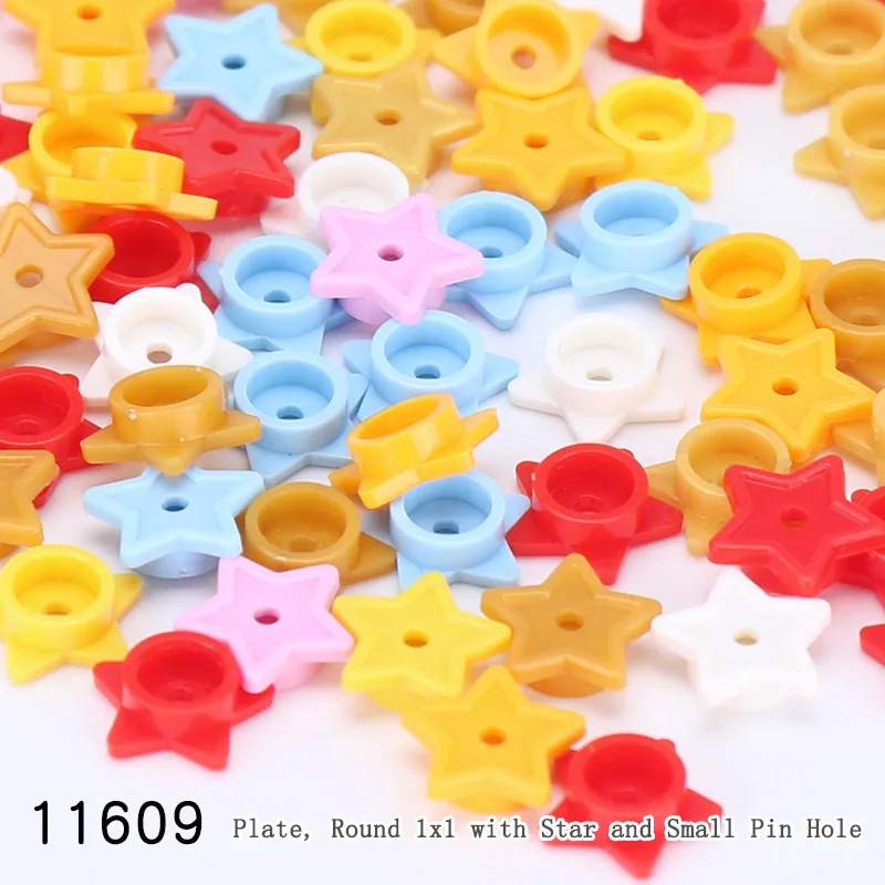 500 Stück Moc 11609 Bausteine Runde Platte 1x1 mit Stern und Kleinem Loch DIY Bausteine Kompatible Teile Zubehör Spielzeug – Detail 6