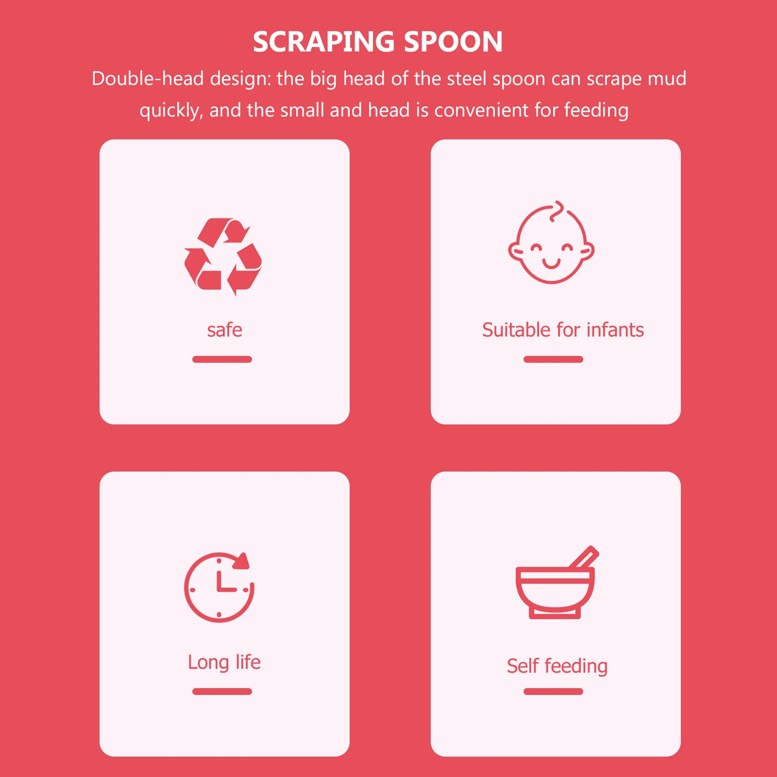 

Stainless Steel Mud Scraping Spoon Double Head Feeding Spoon For Fruit Puree Purple Sweet Potato Food Utensils