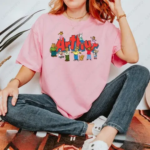 Fun Arthur Cartoon Graphic T-shirt Back To School Shirt Fashion Popular Cotton Tshirt Vintage 90's Streetwear Unisex Casual Wear