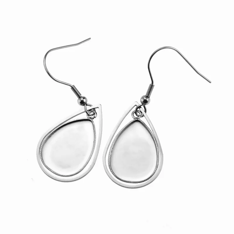 13x18mm Stainless Steel Teardrop-shaped Earrings Base for Jewelry Making Gemstone Earrings DIY Materials Accessories Colorfast