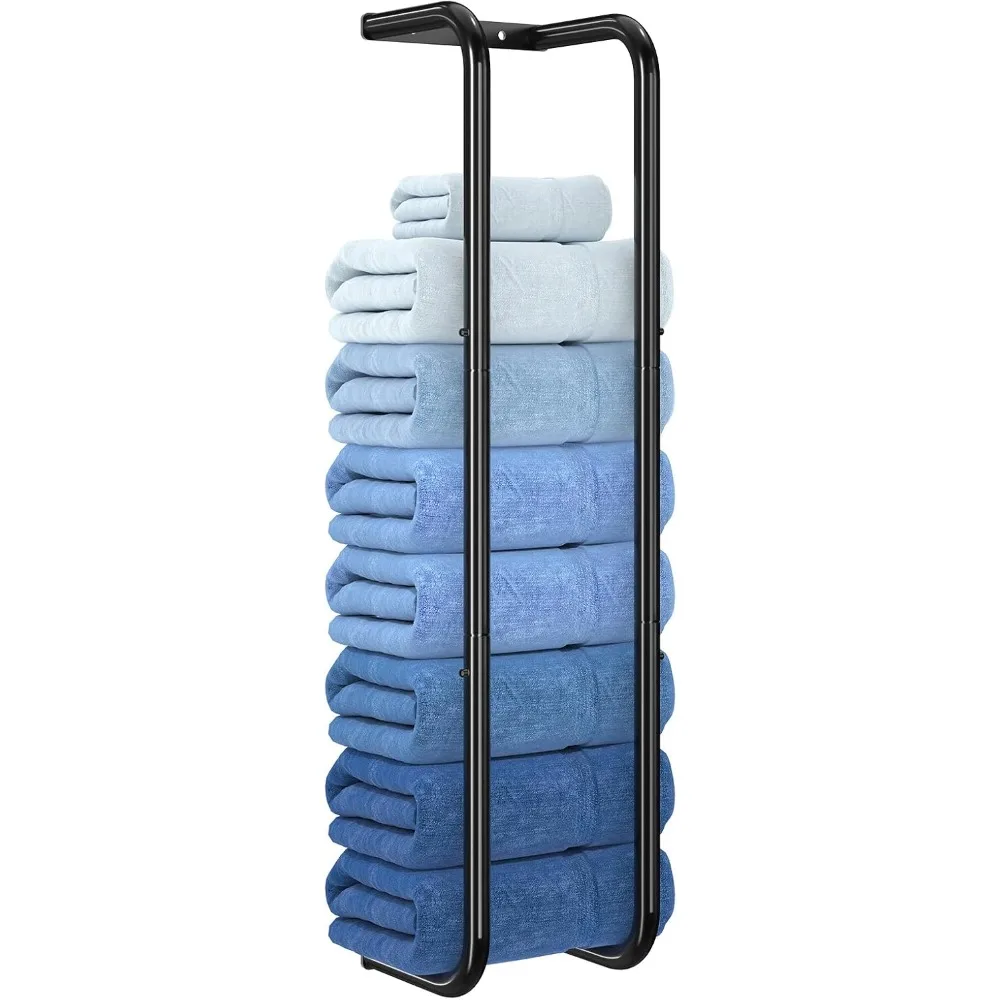 

Вешалка для полотенец настенная, держатель для полотенец на 9, большие полотенца, органайзер для ванной комнаты, черный