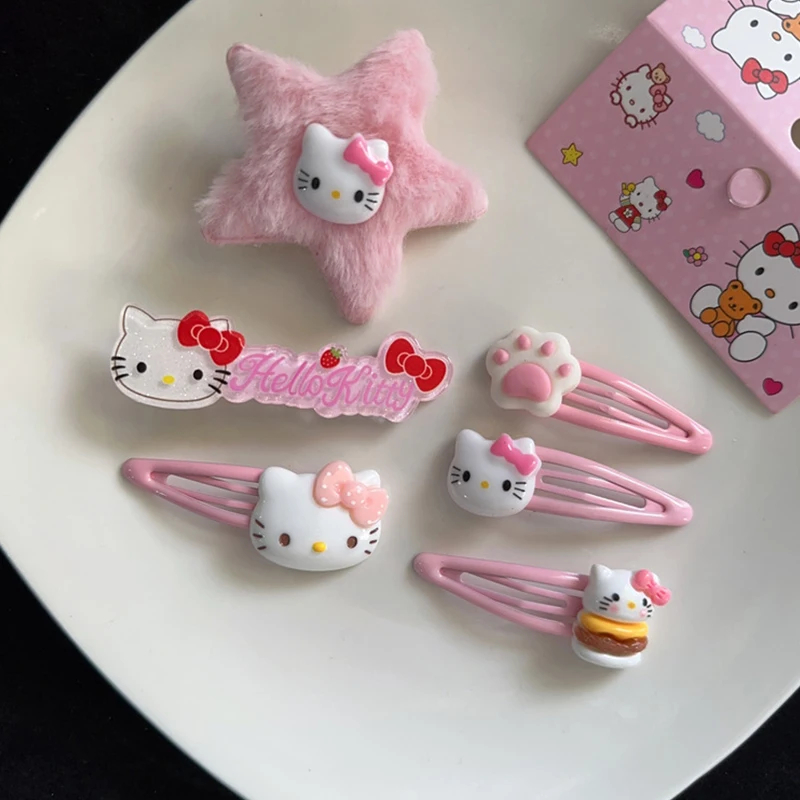 Sanrio Cinnamoroll Hairpin For Girls Kawaii Hair Accessories Suit Hair Clip Hello Kitty BB Clip Cartoon Anime Figure Hair Rope