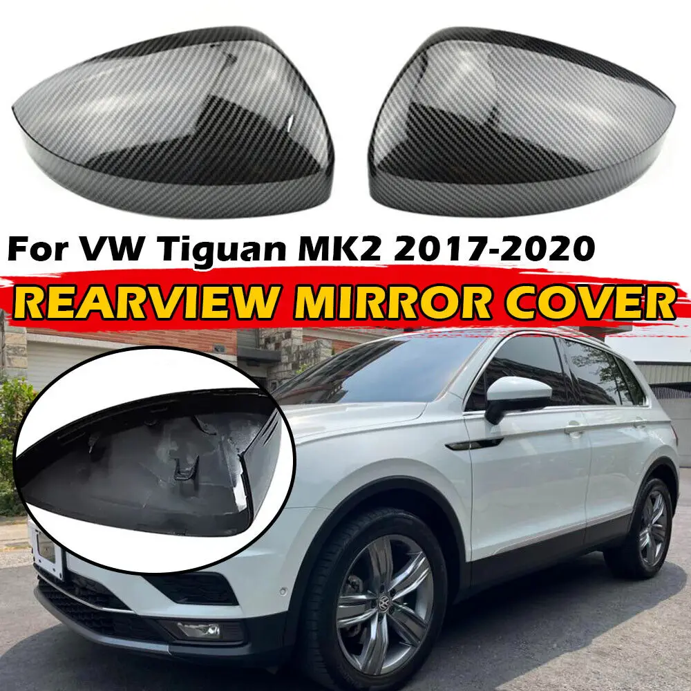 

For Volkswagen Tiguan 2017-2020 Car Replacement Rearview Side Mirror Cover Wing Cap Exterior Rear View Case Trim Carbon Fiber