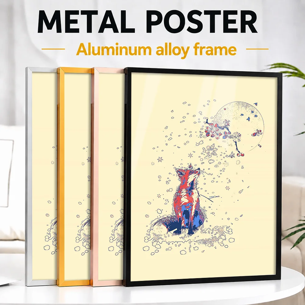 Watercolor Astronaut Silhouette Framed Metal Poster Personalized Photo Cosmic Exploration Style Wall Art For Study Birthday Gift