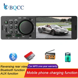 BQCC 1 DIN 4 Inch Car Radio Button Colorful Light Bluetooth Music Hands-Free MP5 Player TF USB Charging Remote Control Audio