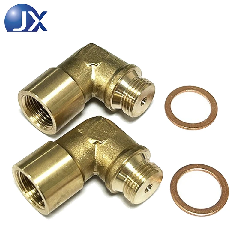2PCS Universal M18x1.5 Thread 90 Degree Oxygen Sensor Adapter Brass Elbow Auto Accessory Connector