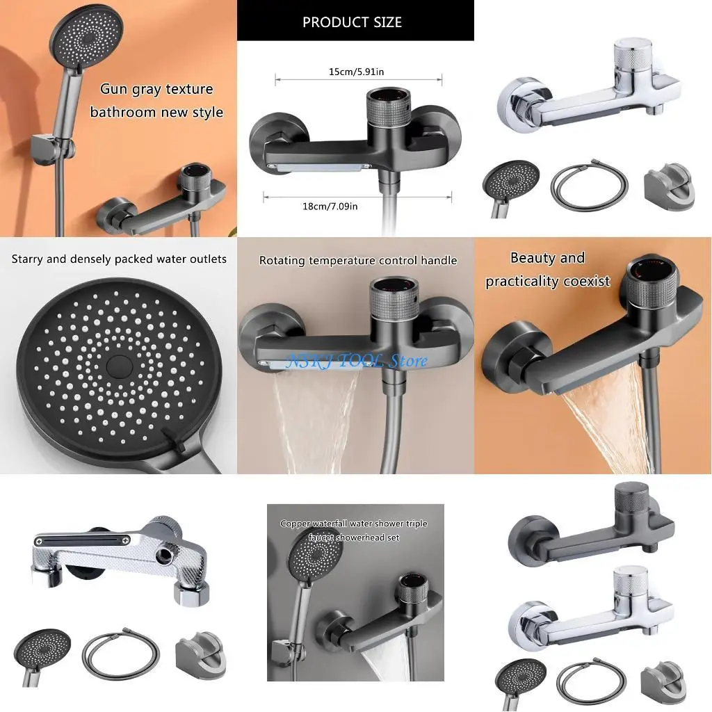L8RC Wall Mounted Tub Filler With Handheld Shower Head Brass Bathroom Tub Filler Brass Hot and Cold Water Mixer Tap Enduring